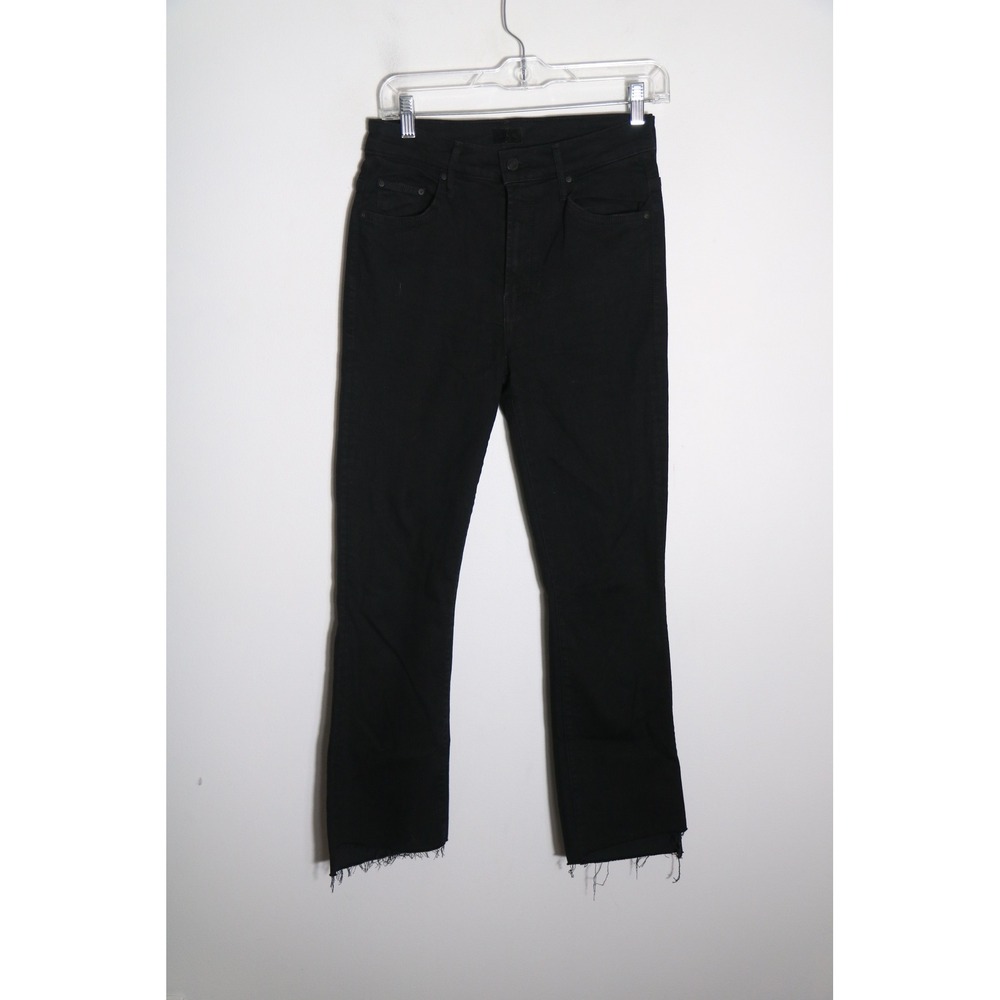 Mother The Insider Crop Step Frey Ankle Jeans Not Guilty Black Womens 28 Stretch